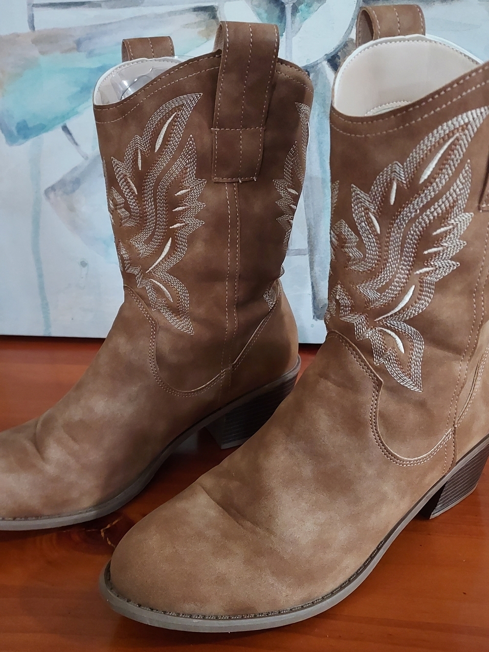 Source Unknown Tan Suede Western  Boots
